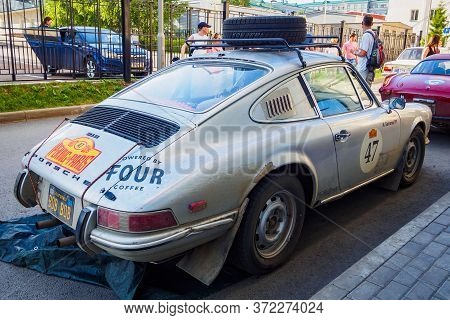 Back View Of Porsche 912, German Sports Car 1968. The 7th Peking To Paris Motor Challenge. Ufa, Russ