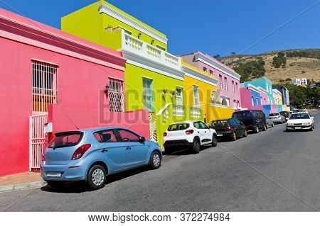 Many Colorful Houses In The Bo Kaap District In Cape Town, South Africa.
