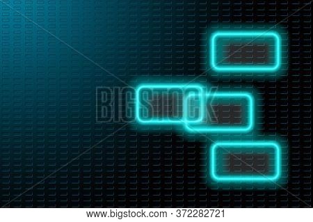 Blue Steel Background With Neon Frames. Vector Eps10