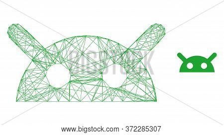 Web Network Robot Head Vector Icon. Flat 2d Carcass Created From Robot Head Pictogram. Abstract Carc