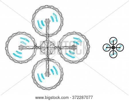Web Carcass Air Copter Vector Icon. Flat 2d Carcass Created From Air Copter Pictogram. Abstract Carc