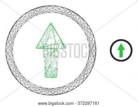 Web Mesh Rounded Up Arrow Vector Icon. Flat 2d Carcass Created From Rounded Up Arrow Pictogram. Abst