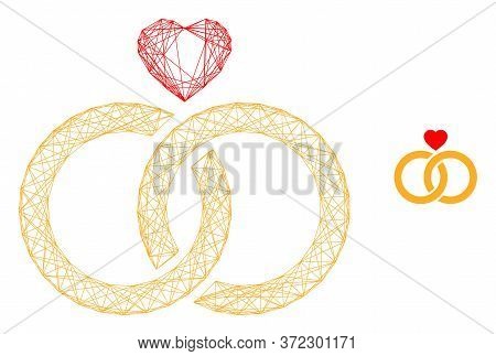 Web Net Wedding Rings Vector Icon. Flat 2d Carcass Created From Wedding Rings Pictogram. Abstract Ca