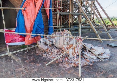 Rooftop Of Pyathada Paya Temple Damaged By The Earthquake Of 2016, Bagan, Myanmar