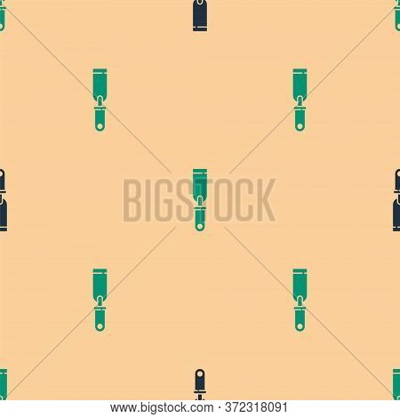 Green And Black Rasp Metal File Icon Isolated Seamless Pattern On Beige Background. Rasp For Working