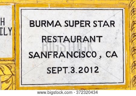 Mt Popa, Myanmar - December 8, 2016: Plaques With Name Of A Donating Restaurant To The Temple At Mt 