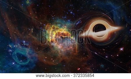Supermassive Black Hole In The Universe. Elements Of This Image Furnished By Nasa
