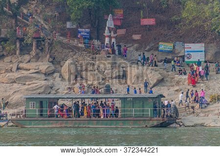 Guwahati, India - January 31, 2017: People At Peacock Umananda Island In Brahmaputra River Near Guwa