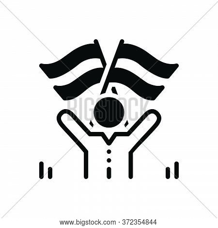 Black Solid Icon For Compatriot Indigenous People Flag Nation