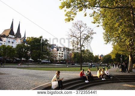German People And Foreign Travelers Travel Visit And Rest Relax In Rhine Garden Or Rheingarten Near