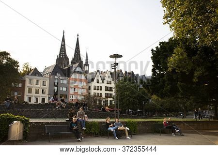 German People And Foreign Travelers Travel Visit And Rest Relax In Rhine Garden Or Rheingarten Near