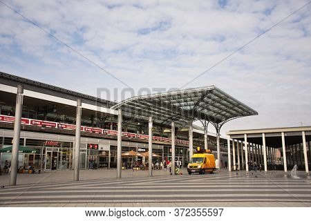 Landscape Cityscape And German And Foreign Travelers Walk At Front Of Koln Or Kolne Central Hauptbah