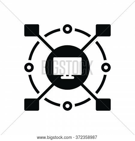 Black Solid Icon For Computerized Cyber Monitor Connect