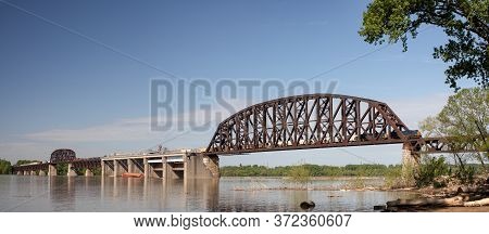 The Historic Fourteenth Street Bridge Over The Ohio River, Connecting Kentucky And Indiana