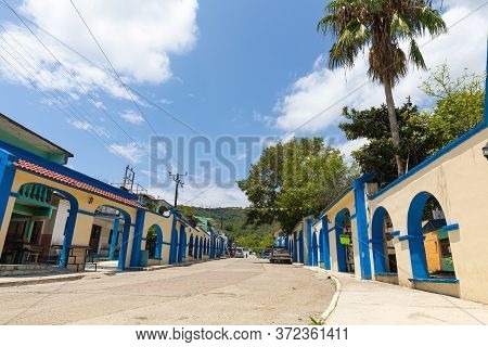 The Streets Of El Chorrito, Town In The Sierra Madre Oriental, In The State Of Tamaulipas Mexico