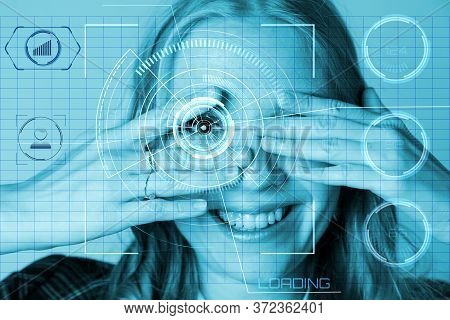 Girl Playfully Covered Her Eyes With Her Hands And Opened One Eye To Identify Artificial Intelligenc