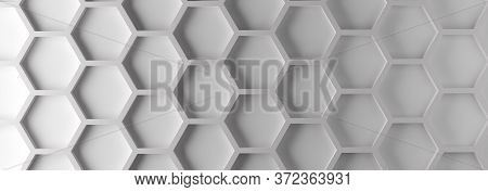 Abstract Modern White Honeycomb Background, 3d Rendering