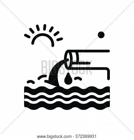 Black Solid Icon For Effluent Flow Stream Flow Sewage Canalization Sanitation Sewerage