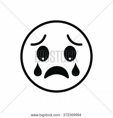 Black Solid Icon For Dissapoint Disillusion Disappointment Despair Frustration Weep Emoji