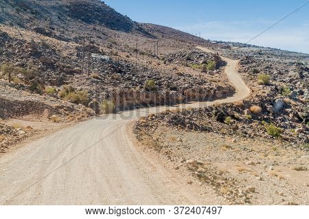 Unpaved Road To Wadi Ghul In Hajar Mountains, Oman