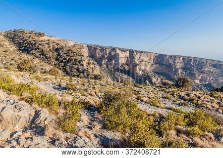 Wadi Ghul Canyon In Hajar Mountains, Oman