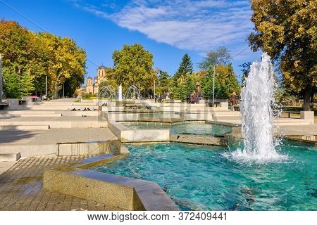 Belgrade / Serbia - September 30, 2018: Tasmajdan Park, With St. Mark's Church In The Background In 