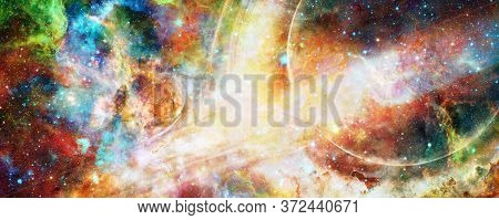 Simulation Of A Big Black Hole In The Dark Space. Elements Of This Image Furnished By Nasa.