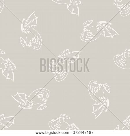 Seamless Background Flying Dragon Reptile Gender Neutral Baby Pattern. Simple Whimsical Minimal Eart