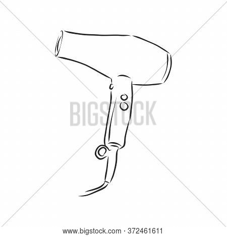 Fashion Salon Service Accessory, Design Pink Plastic Fen Isolated On White Background. Hair Dryer, V