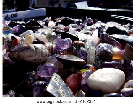 Variety Of Semiprecious Tumbled Stones At Gem Show