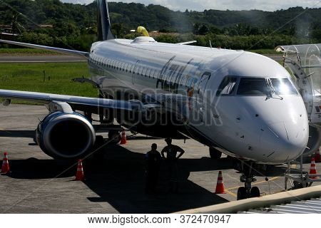 Ilheus, Bahia / Brazil - Ilheus, Bahia / Brazil - February 29, 2012: Embraer 190 Of Azul Linhas Aere