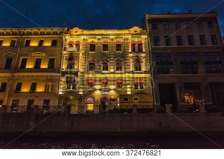 Russia, St. Petersburg, 16,08,2017 Embankment Of The River Moika In The Evening