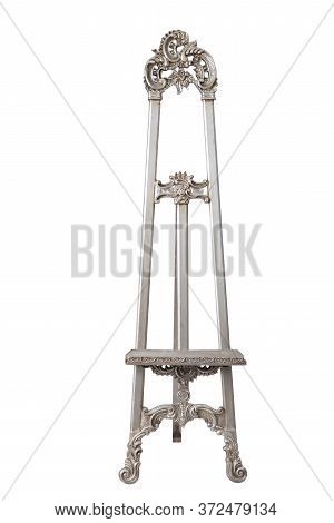 Wooden Photo Frame Easel. Commonly Used In Celebrations And Parties .sparkling Silver With Elegant P