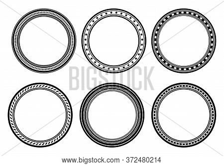 Set Of Six Circle Frames, Round Borders For Your Design.