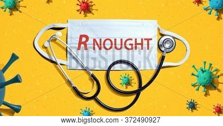 R Nought Theme With Medical Mask And Stethoscope