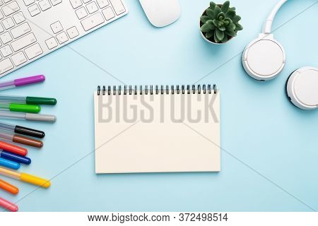 Top View With Copy Space Of Office Desk With Accessories