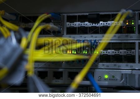 Equipment Optical Technology, Connection. 5g Technological Network Equipment. Computer Network Of In