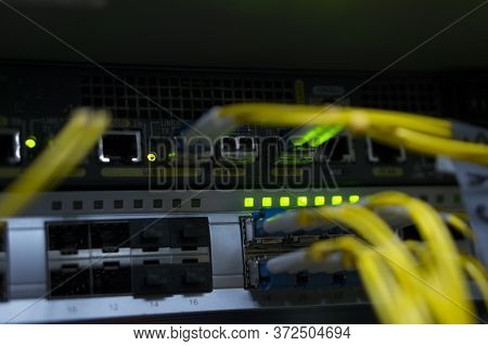 Equipment Optical Technology, Connection. 5g Technological Network Equipment. Computer Network Of In