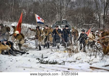 Leningrad Region, Russia - January 22, 2012: The German Gunners During The Second World War To Occup