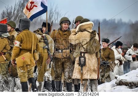 Leningrad Region, Russia - January 22, 2012: The German Gunners During The Second World War To Occup