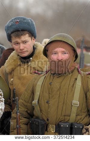 Leningrad Region, Russia - January 22, 2012: The German Gunners During The Second World War To Occup