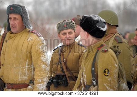 Leningrad Region, Russia - January 22, 2012: The German Gunners During The Second World War To Occup