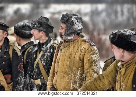Leningrad Region, Russia - January 22, 2012: The German Gunners During The Second World War To Occup