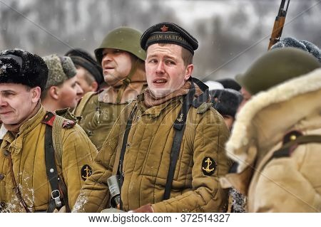 Leningrad Region, Russia - January 22, 2012: The German Gunners During The Second World War To Occup