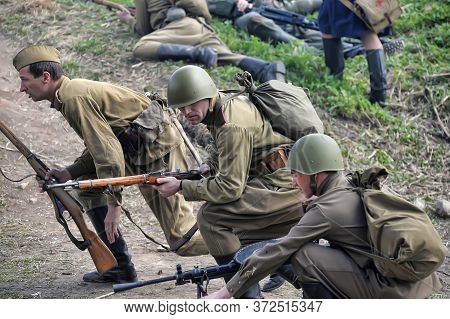 Russia, St. Petersburg, 13,05,2012 Reconstruction Of The Battles Of The Second World War