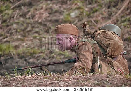 Russia, St. Petersburg, 13,05,2012 Reconstruction Of The Battles Of The Second World War