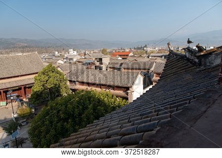 View Of Narrow Street In Rural Traditional Chinese Village. Typical Street Scene In Chinese Villages