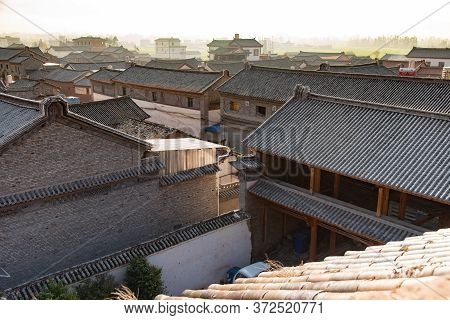 View Of Narrow Street In Rural Traditional Chinese Village. Typical Street Scene In Chinese Villages