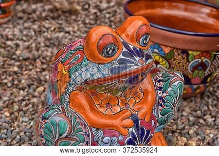 Usa, Arizona, 30,06,2016 Hand Made And Painted Colored Pottery For Sale At Local Street Market