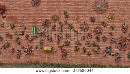 Usa, Arizona, Tucson 26.06.2016 Hand Made And Painted Colored Pottery For Sale At Local Street Marke